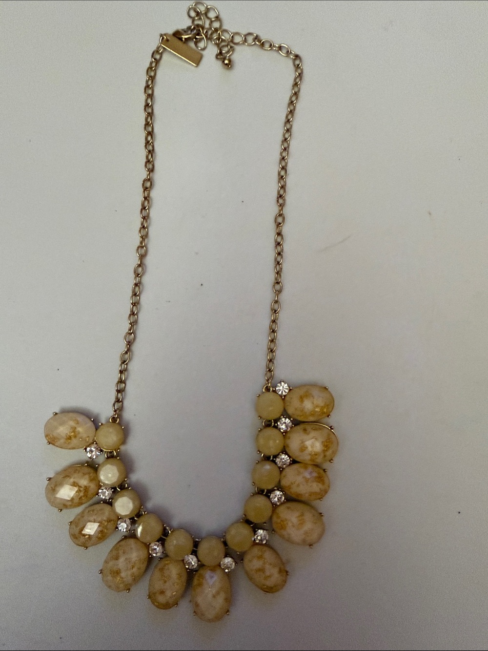 Gold-Tone Cream Statement Necklace with Beaded Accents